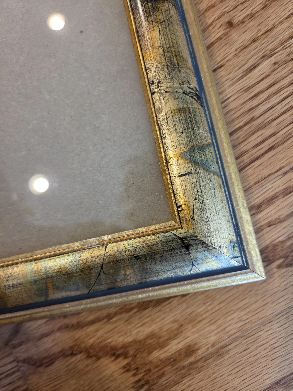 Vtg Gold & Black Wall Frame With Multi-Opening Photo Mat - Holds 11x14 Photo